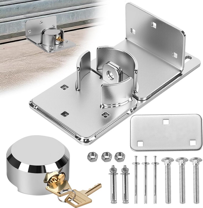 Mindoub Heavy-Duty Solid Steel Roll-Up Door Lock，High-Security Hidden Shackle Padlock and hasp Set, Comes with 2 Keys, specifically Designed for Garage Doors to Prevent Unauthorized External Access - Image 1